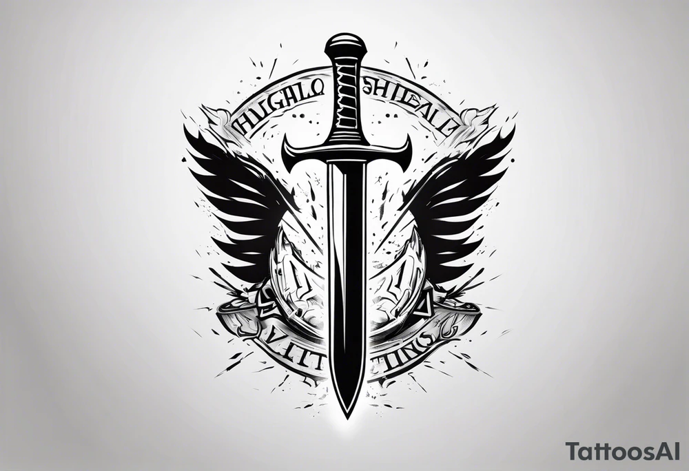 Valhalla sword shield lightning mist tattoo idea