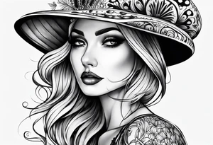 Female mushroom hat tattoo idea