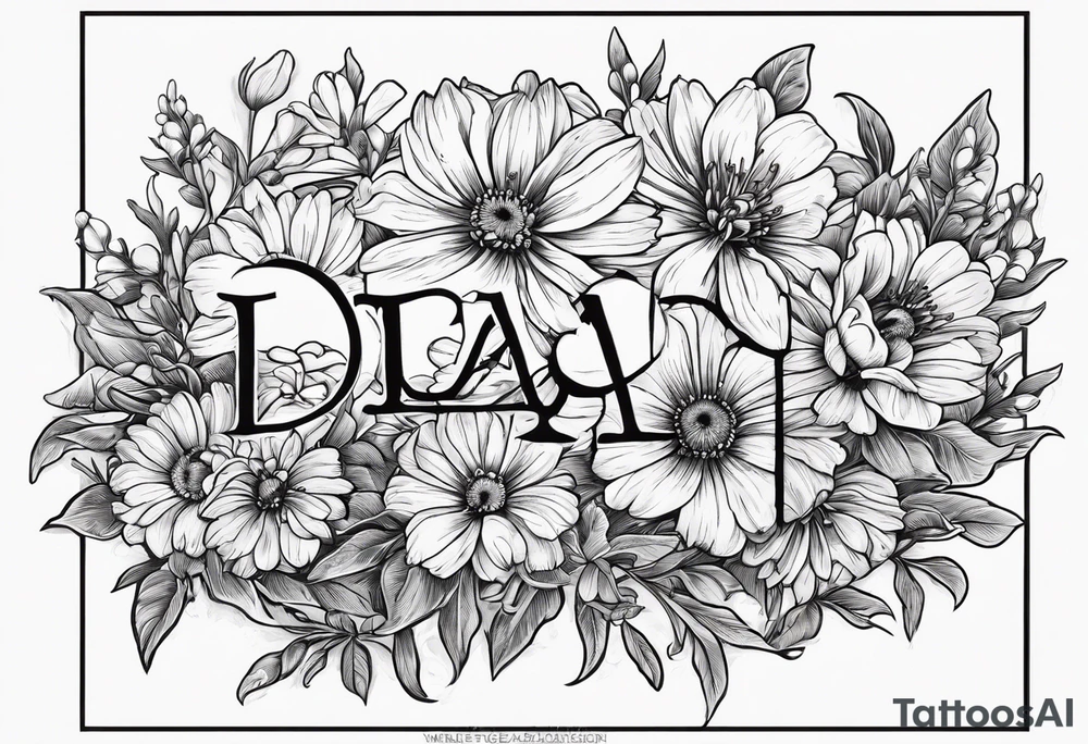 Aster flowers - sea rocket flowers with a cardinal around the words Dad tattoo idea