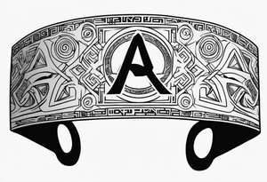 A naruto headband with the letters AR in the middle tattoo idea