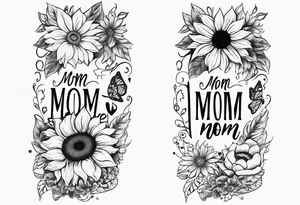 Memorial arm sleeve for mom with rainbow sunflowers and butterflies tattoo idea