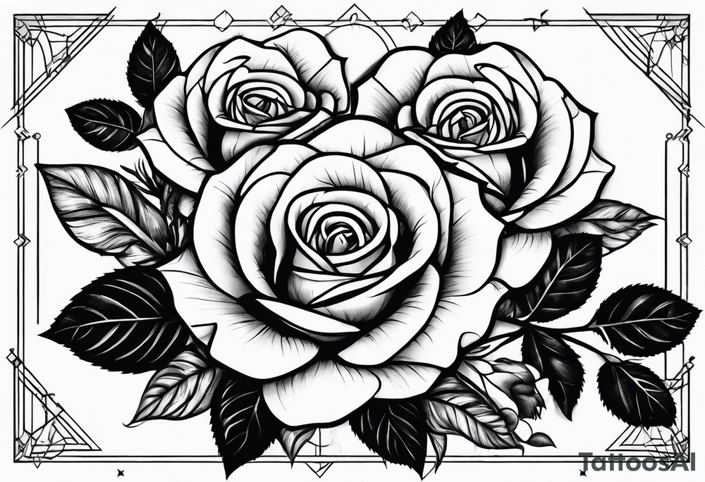 Roses with 2 names tattoo idea