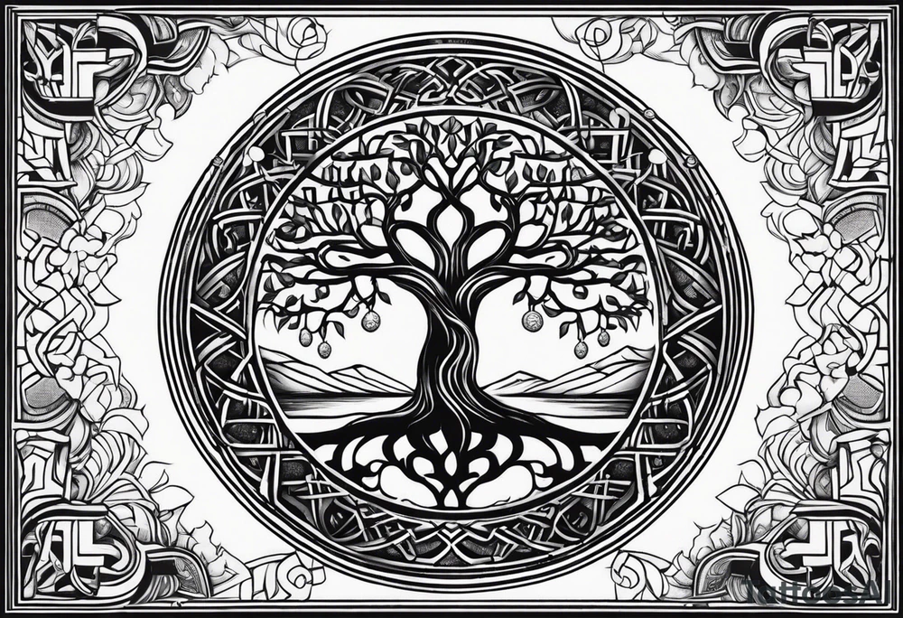 yggdrasil s ptákem tattoo idea