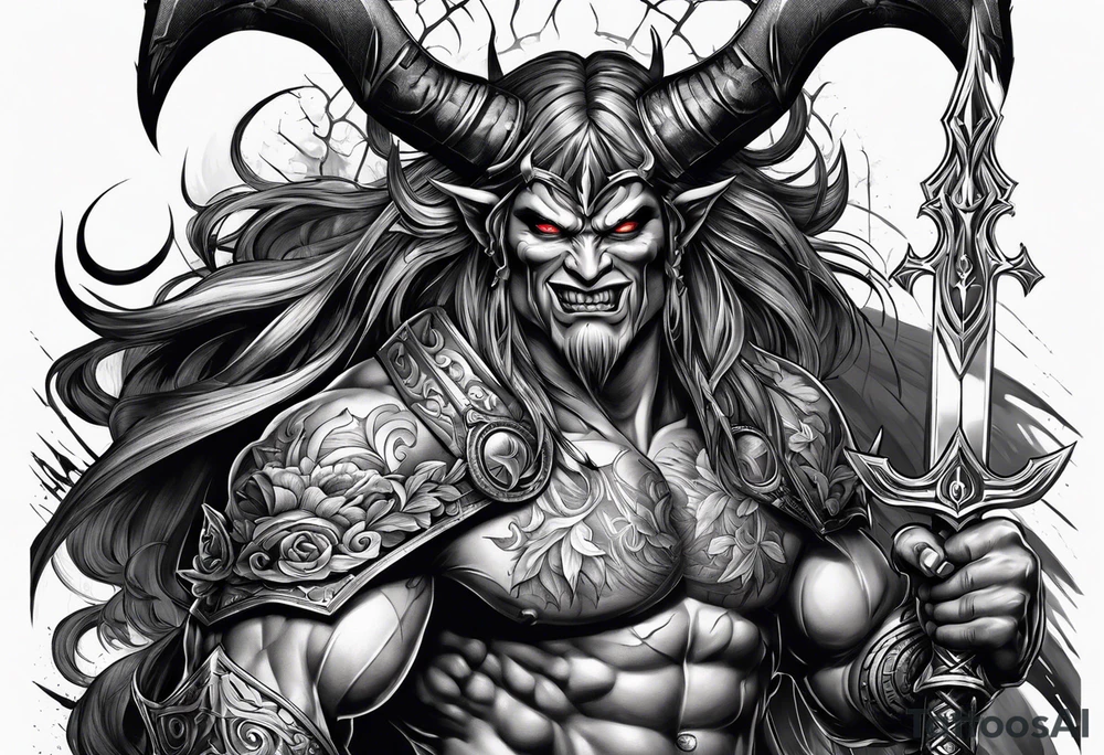 Devil with sword tattoo idea