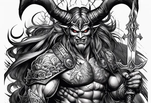 Devil with sword tattoo idea