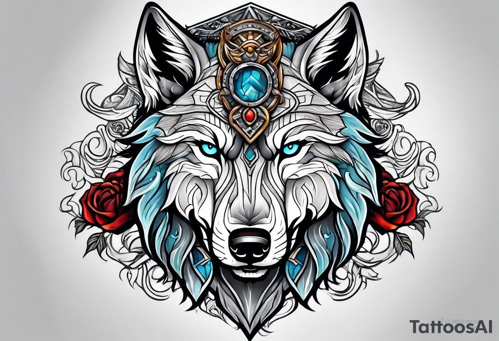 Viking wolf tattoo idea