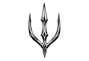 trident with cool background tattoo idea