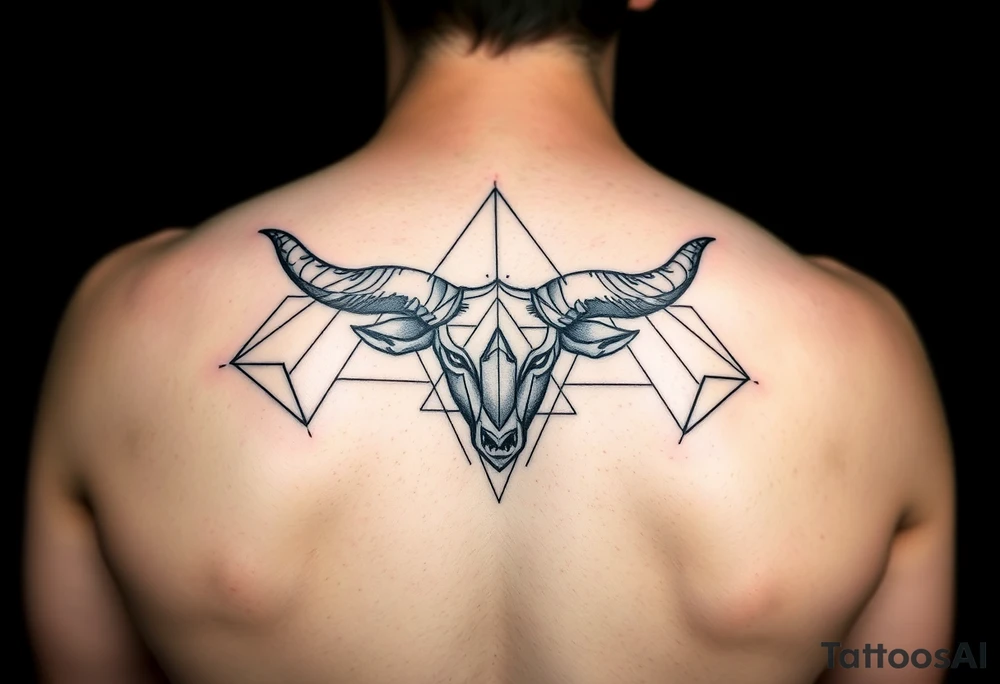 Subliminal geometric aries and taurus combine tattoo idea