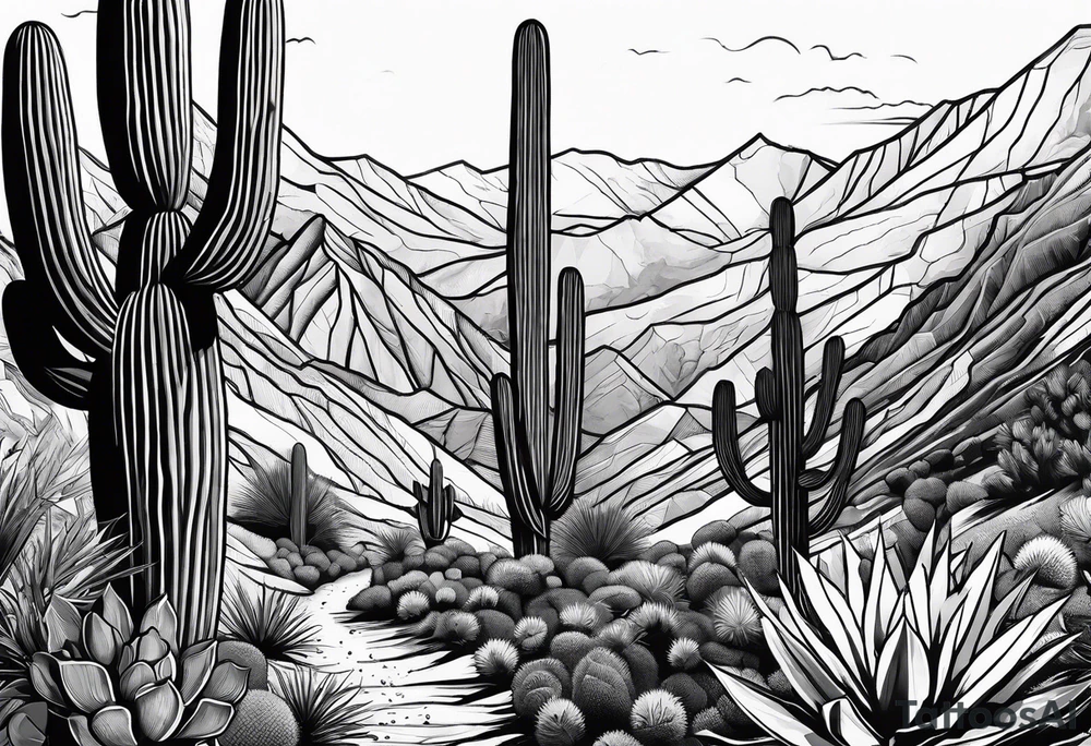 Man, woman, hiking, cactus tattoo idea