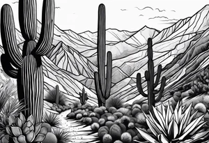 Man, woman, hiking, cactus tattoo idea