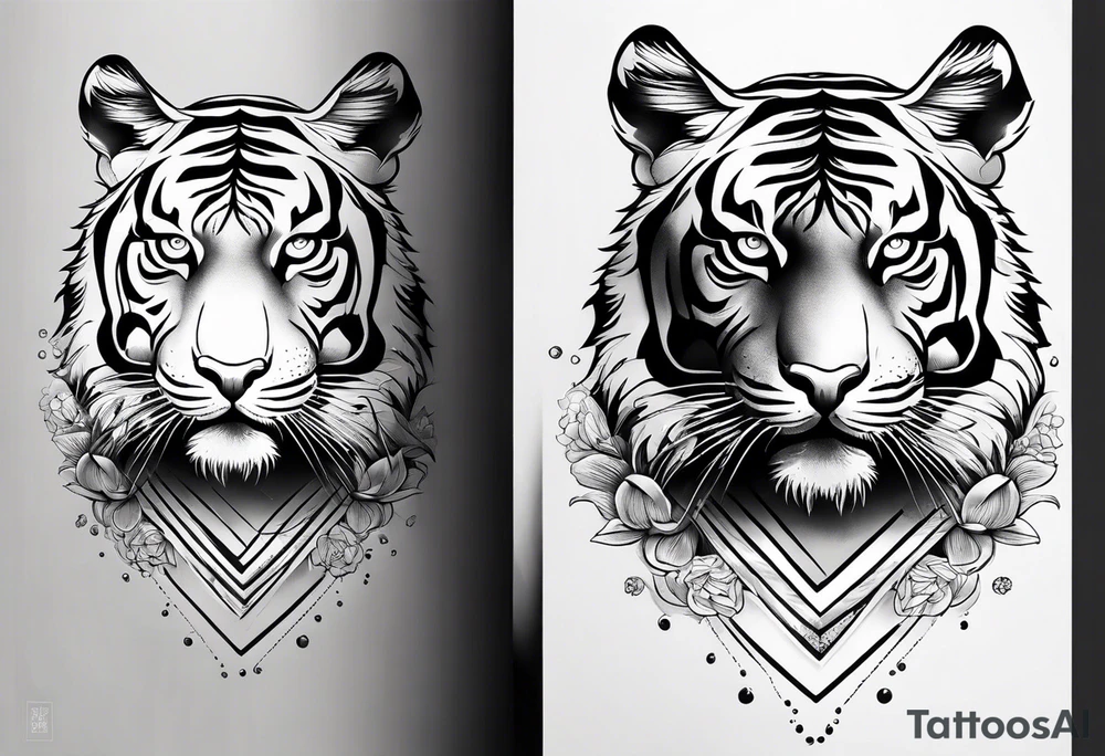 minimalist tiger near water tattoo idea