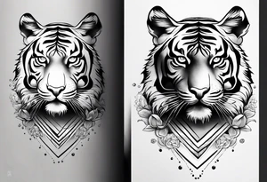 minimalist tiger near water tattoo idea