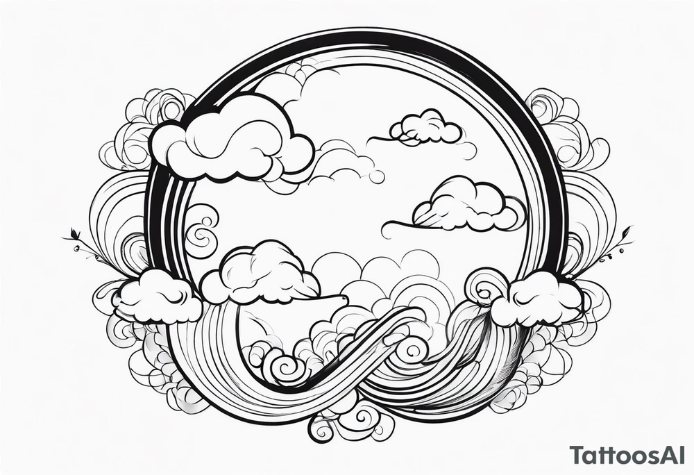 heaven clouds swirl vignette tattoo idea