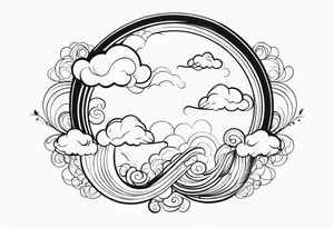 heaven clouds swirl vignette tattoo idea