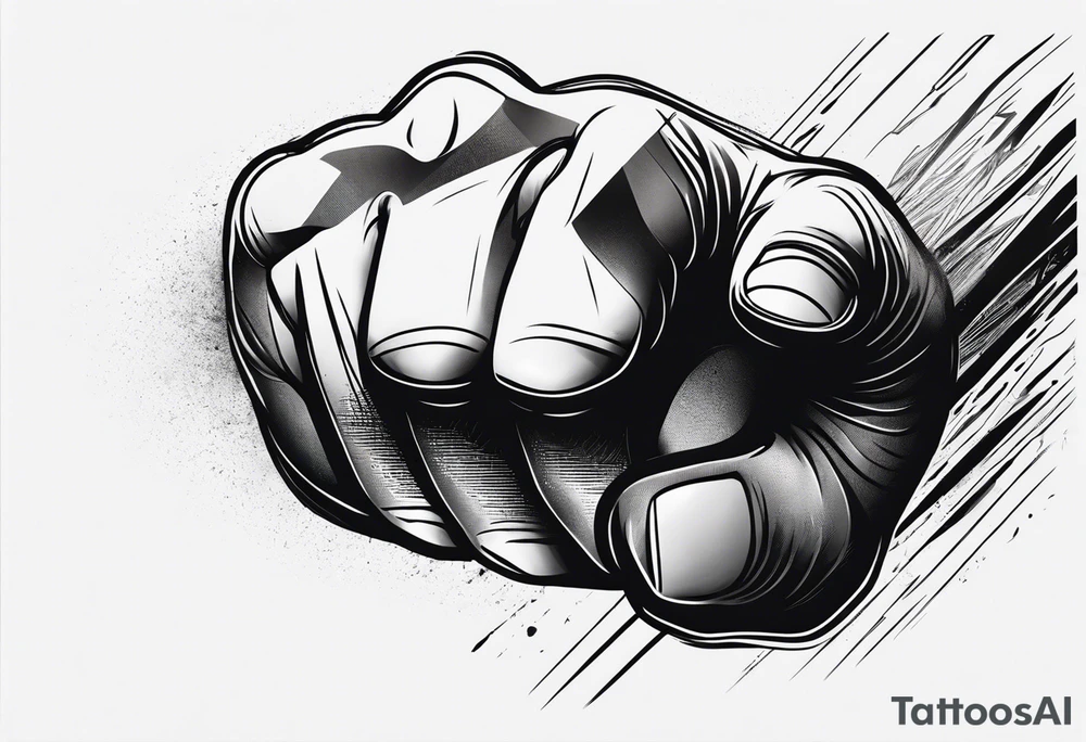 A clenched fist on the back using negative space techniques tattoo idea A clenched fist on the back using negative space techniques tattoo idea