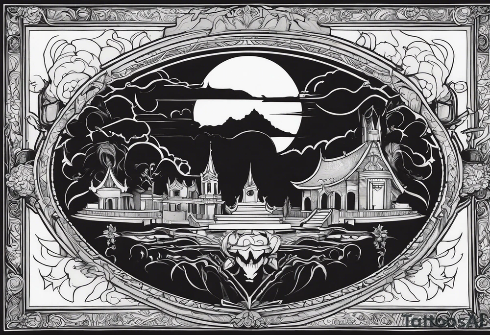 a big dark shadow rising up from the dead tattoo idea