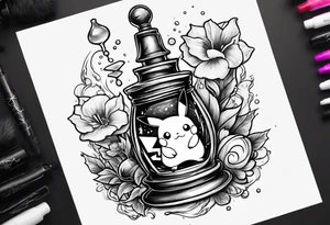 Pikachu in a potion bottle tattoo idea