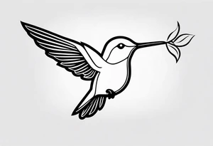 hummingbird holding a stick tattoo idea