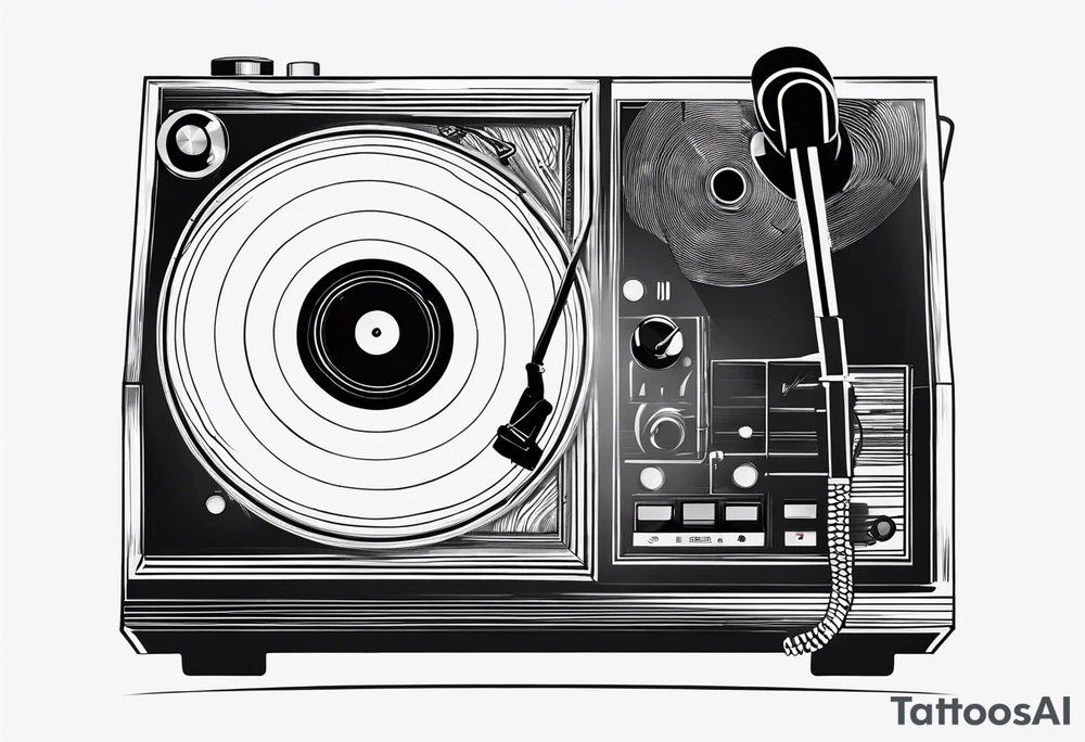 Recordplayer finline art minimalistic tattoo idea