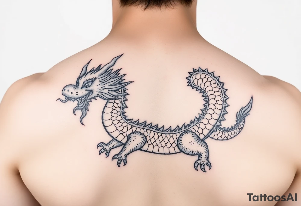 Cute dragon with Chinese style themed tattoo idea