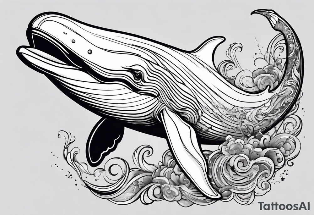 whale smoking cigarette tattoo idea