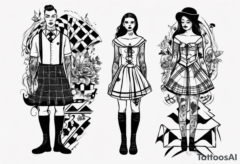 sailo'r manequinn with a girl's scottish dress tattoo idea
