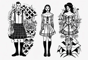 sailo'r manequinn with a girl's scottish dress tattoo idea