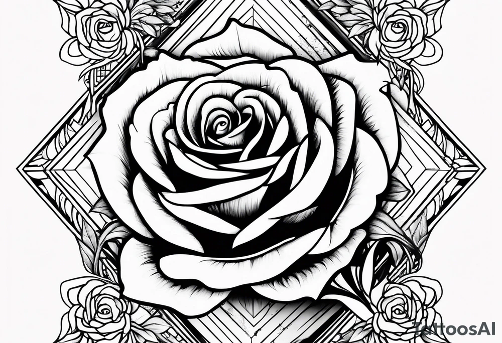 Tesseract with roses and stars tattoo idea