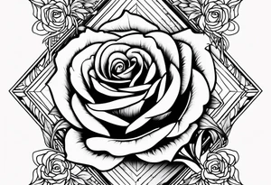 Tesseract with roses and stars tattoo idea