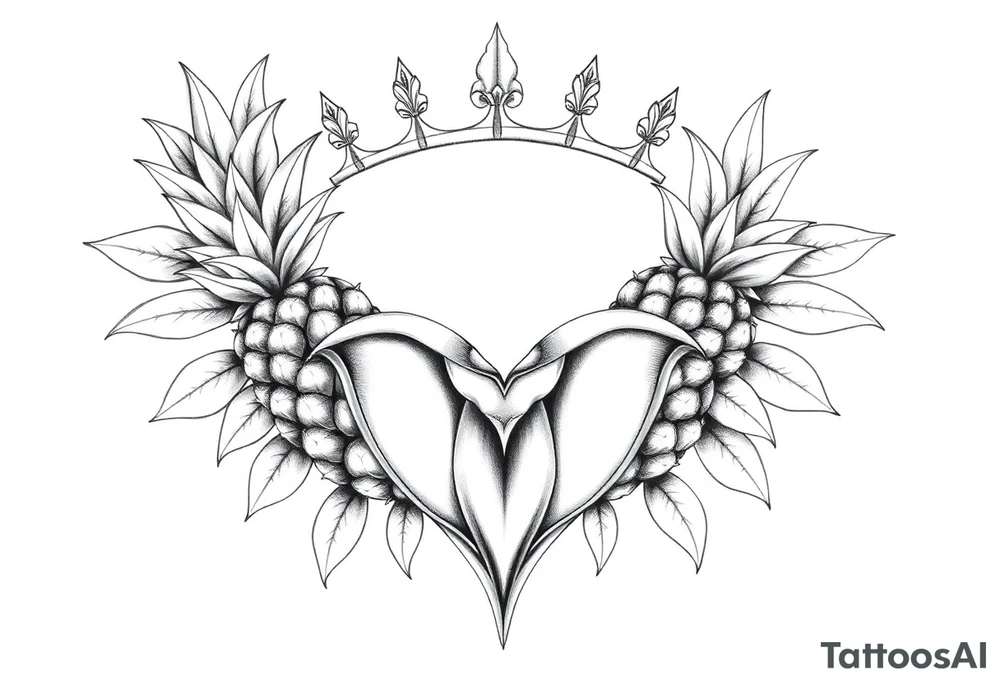 Majestic crown pineapple clitoral vagina and anus tattoo idea
