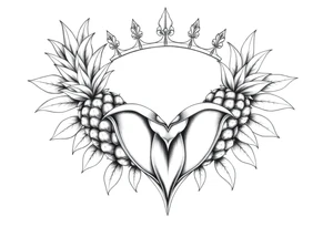 Majestic crown pineapple clitoral vagina and anus tattoo idea
