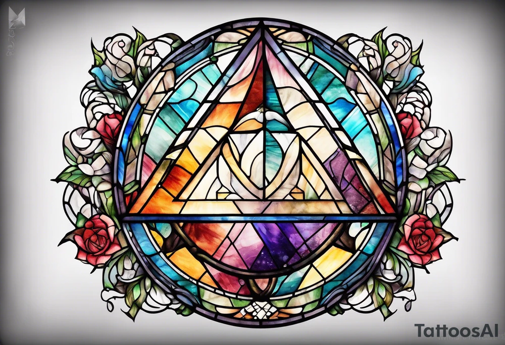 stained glass triangle in a circle tattoo idea