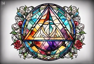 stained glass triangle in a circle tattoo idea