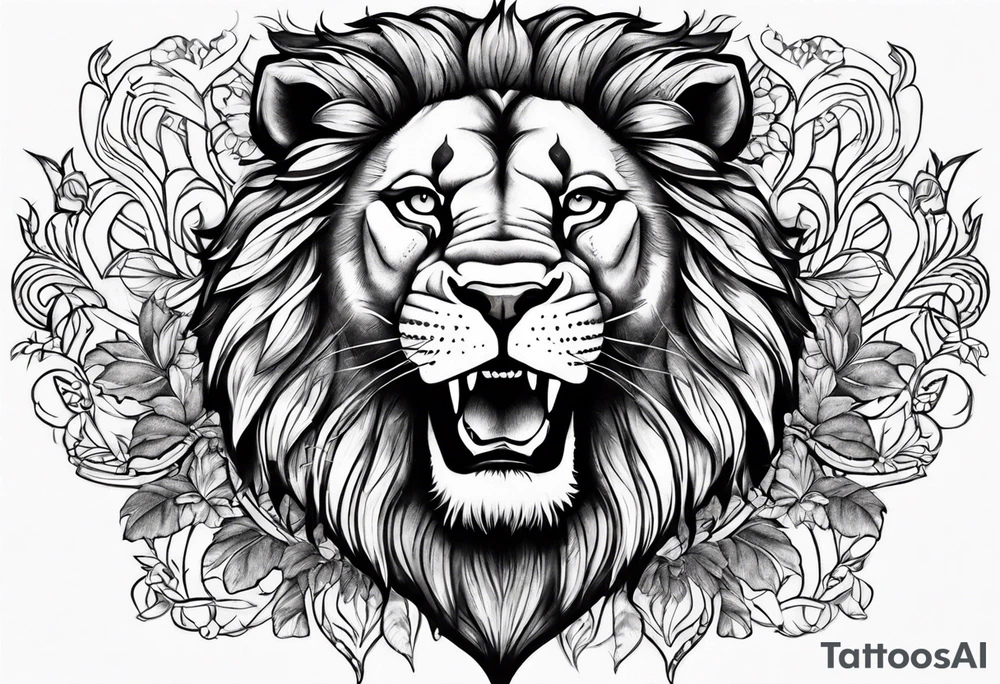 lion roar
chest tattoo idea