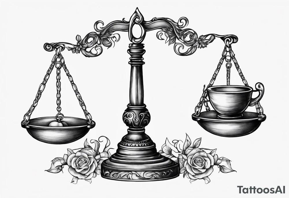 Libra scales with Gemini and Taurus symbols on the scales tattoo idea