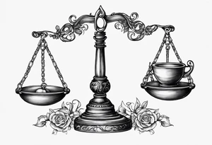 Libra scales with Gemini and Taurus symbols on the scales tattoo idea