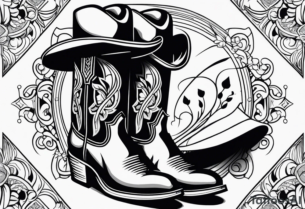 Cowboy boots and hat tattoo idea