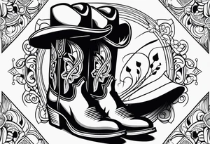 Cowboy boots and hat tattoo idea