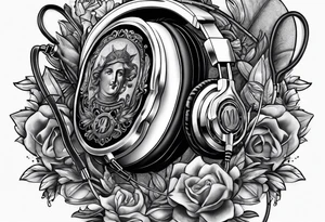 money dollars with headphones with microphone tattoo idea