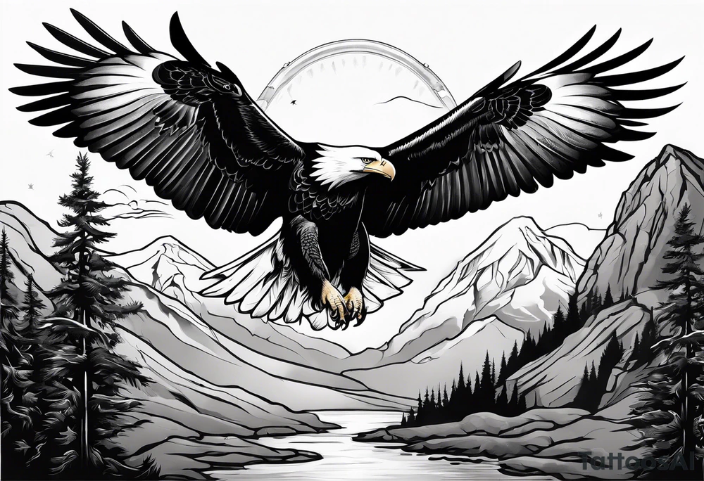 supper  flying eagle tattoo idea