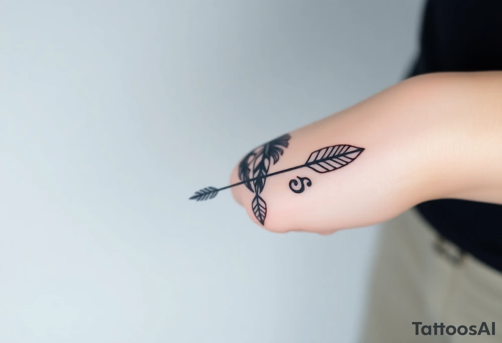 Aries zodiac sign with boho arrow and feathers tattoo idea