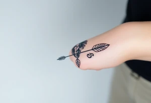 Aries zodiac sign with boho arrow and feathers tattoo idea