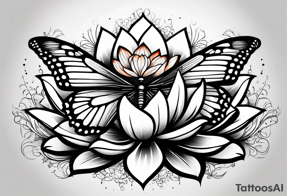 Butterfly lotus tattoo idea