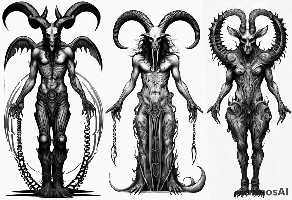 Baphomet standing full body tattoo idea
