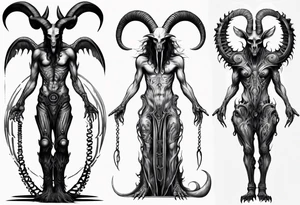 Baphomet standing full body tattoo idea