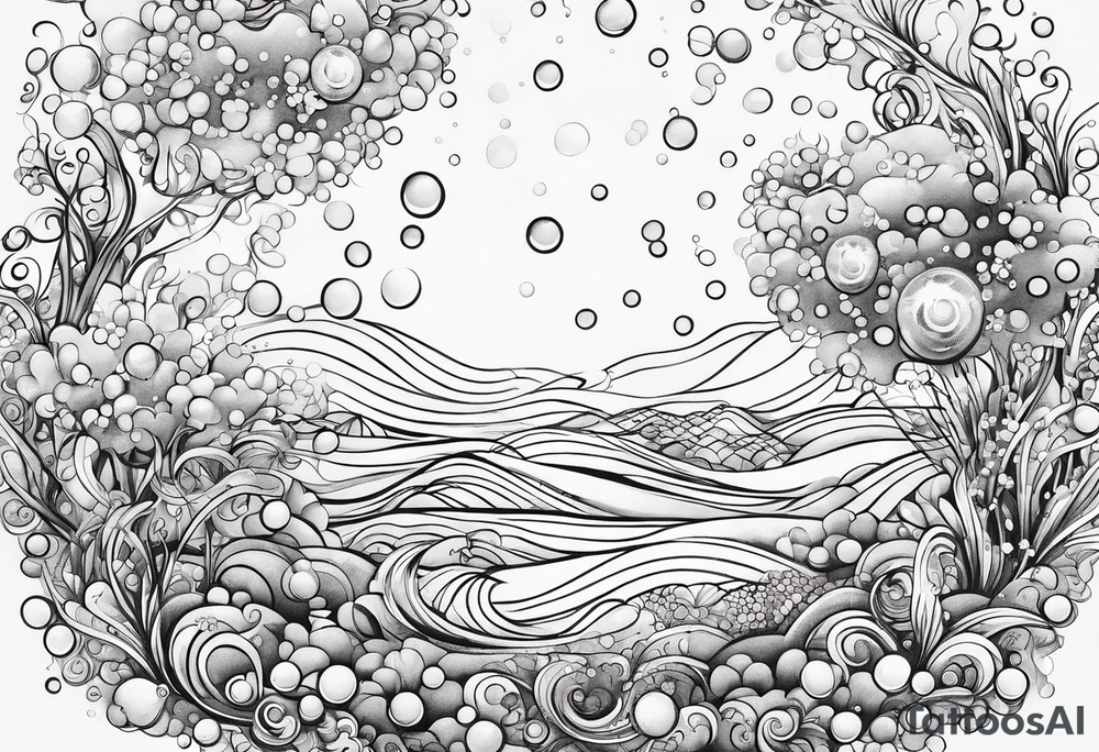 Draw me some magical really simple underwater bubbles and simple stars tattoo idea