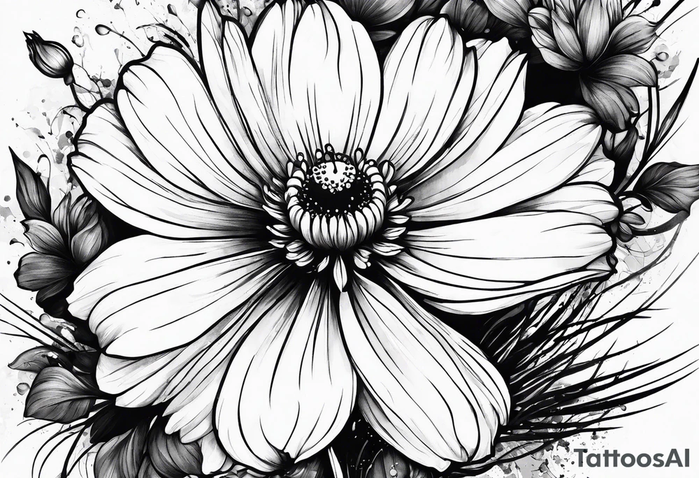 cosmos flowers tattoo idea