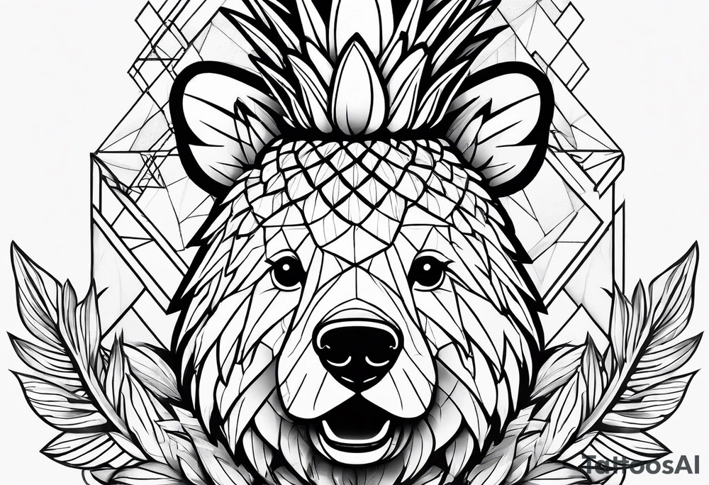 Cute pineapple bear tattoo idea