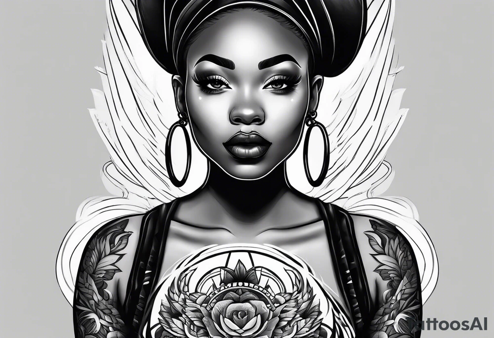 traditional style tattoo with a black woman skateboarding tattoo idea