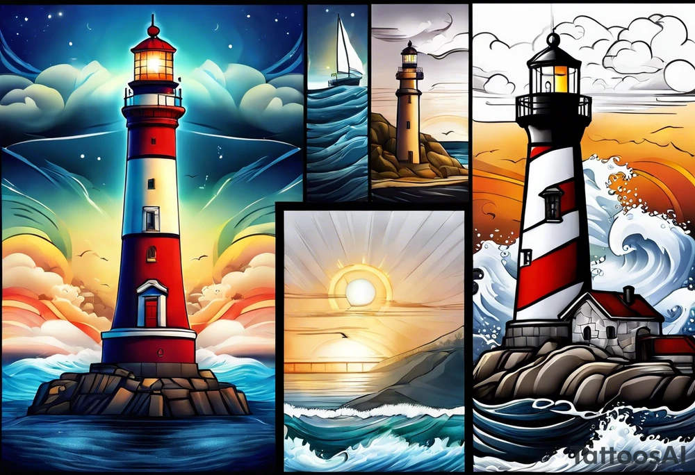 lighthouse a bit realistic tattoo idea
